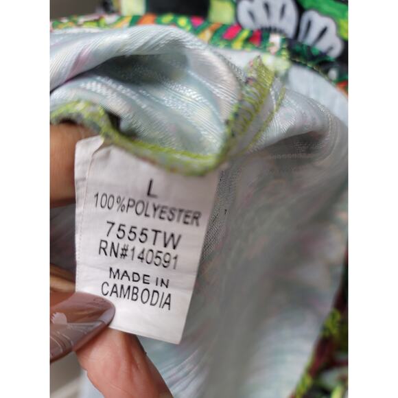 Kosmios Shirt Women's Large Multicolor Puff Sleeve Peplum Top High Low - Picture 11 of 14